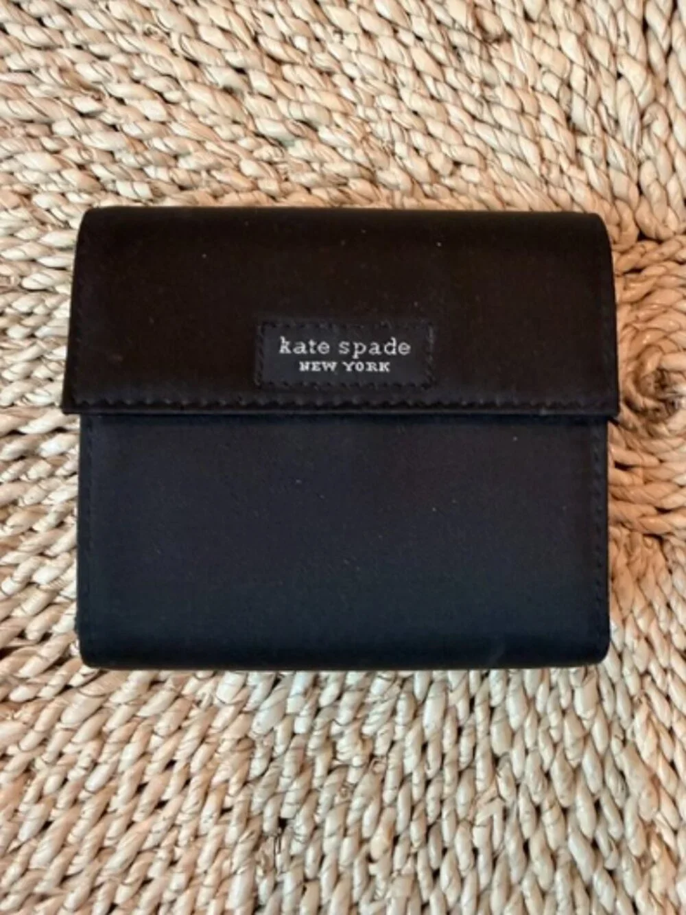 Vintage Kate Spade Black Nylon Trifold Compact Wallet